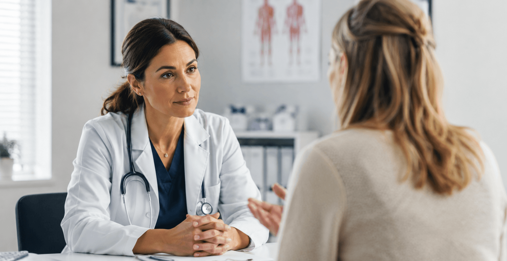 Doctor listening attentively to a patient during a consultation